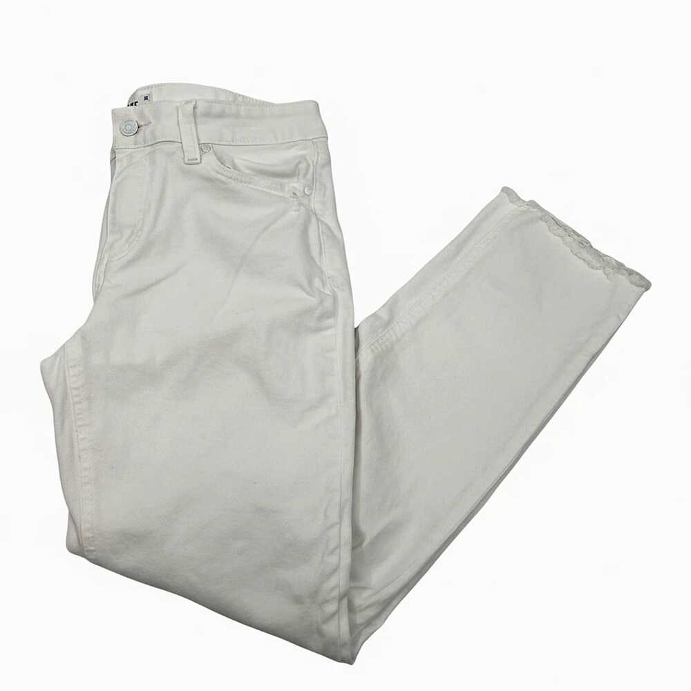 PAIGE White Brigitte Distressed Straight Jeans | Regular Size 6